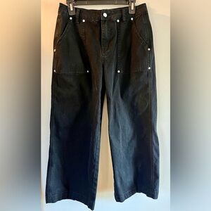 Flamingos Wide-Leg Gothic Cargo Pants Black Chinos Size 6 short Grunge